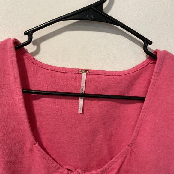 Pink tie front crop top by Free People Size M - Picture 2 of 2